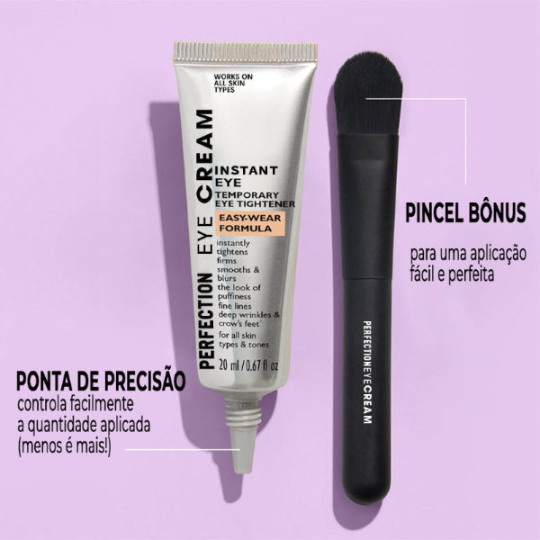 Perfection Eye Cream tube with applicator on a purple background